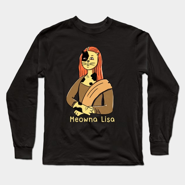 Meowna Lisa: Mona Lisa Cat Long Sleeve T-Shirt by Yelda